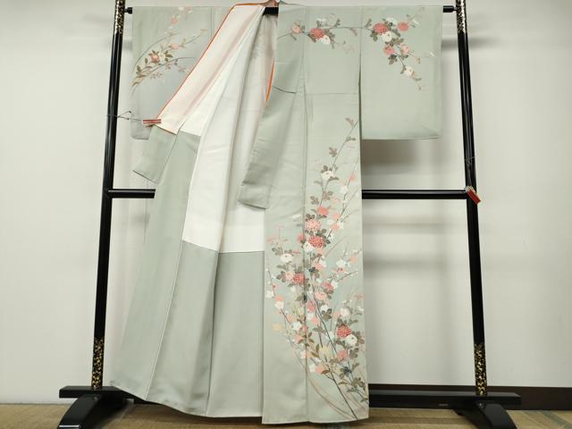 平和屋着物●訪問着　友禅　作家物　草花文　暈し染め　正絹　逸品　CABE7182ut