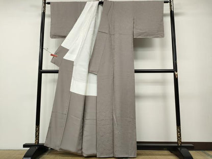 平和屋着物●上質な色無地　七宝地紋　鳩羽鼠色　正絹　逸品　CABE7183ut