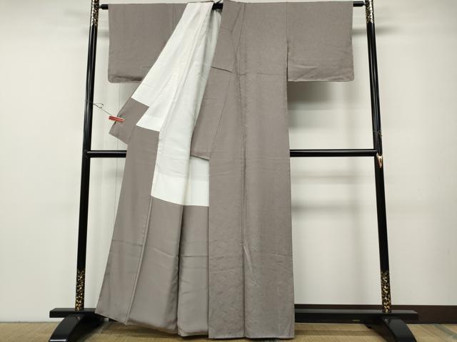 平和屋着物●上質な色無地　七宝地紋　鳩羽鼠色　正絹　逸品　CABE7183ut