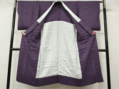 平和屋着物●長襦袢　無双仕立て　鱗地紋　葡萄色　正絹　逸品　CABE7187ut
