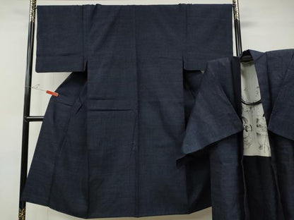 平和屋着物●男性　結城紬　アンサンブル　杢　正絹　逸品　CABE7189ut