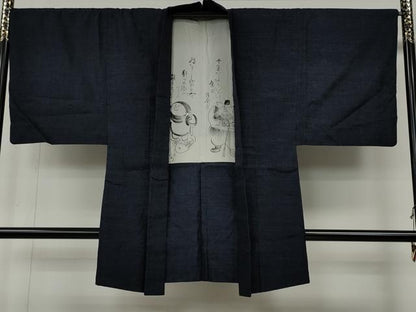 平和屋着物●男性　結城紬　アンサンブル　杢　正絹　逸品　CABE7189ut
