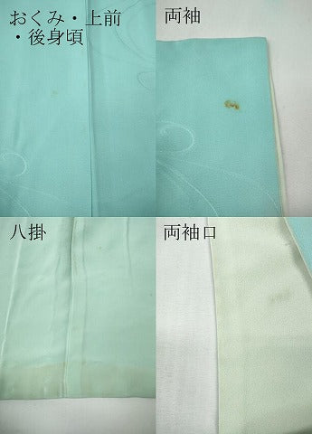 平和屋着物▼上質な小紋　地紋起こし　流水舞葉文　正絹　逸品　CABE7191ut