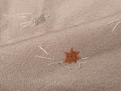平和屋着物▼上質な小紋　総刺繍　こぼれ松葉文　金糸　正絹　逸品　CABE7198ut