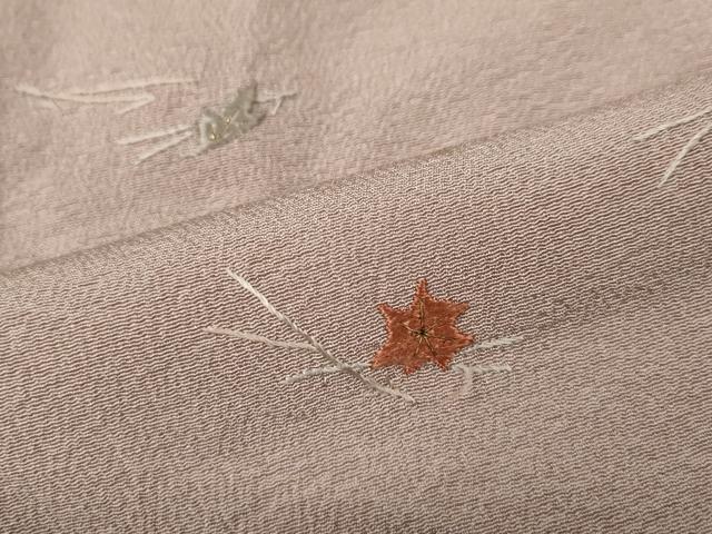 平和屋着物▼上質な小紋　総刺繍　こぼれ松葉文　金糸　正絹　逸品　CABE7198ut