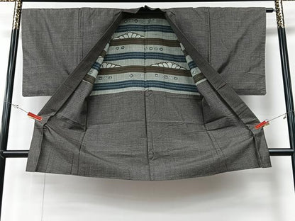 平和屋着物■男性 紬 アンサンブル 横段文 正絹 逸品 CABE7210xe