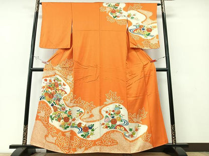 平和屋着物■訪問着 絞り 草花文 金彩 正絹 逸品 CABE7220xe