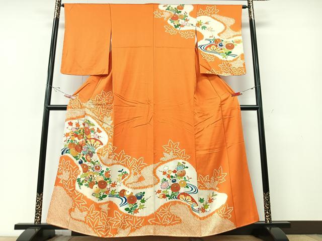 平和屋着物■訪問着 絞り 草花文 金彩 正絹 逸品 CABE7220xe