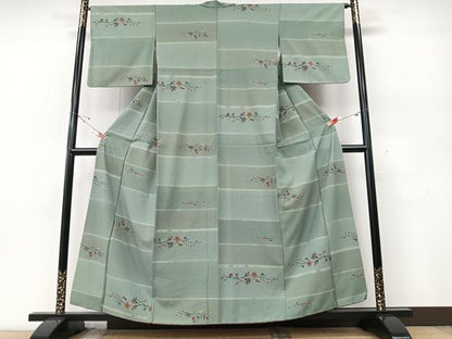平和屋着物■上質な小紋 草花横段文 金彩 正絹 逸品 CABE7237xe