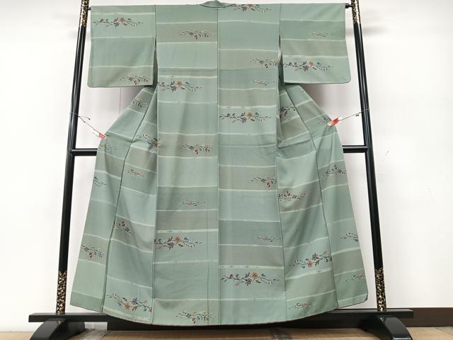 平和屋着物■上質な小紋 草花横段文 金彩 正絹 逸品 CABE7237xe