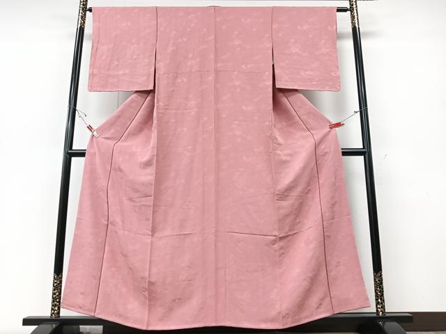 平和屋着物■上質な色無地 舞扇地紋 薄柿色 正絹 逸品 CABE7238xe
