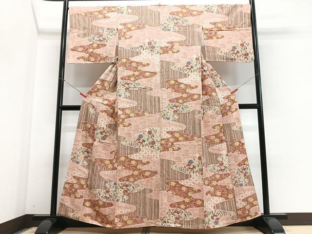 平和屋着物■上質な小紋 花蝶文 金彩 正絹 逸品 CABE7258xe