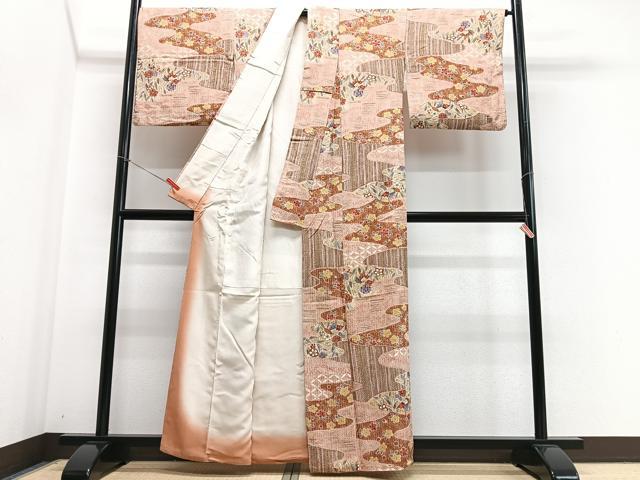 平和屋着物■上質な小紋 花蝶文 金彩 正絹 逸品 CABE7258xe