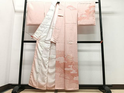 平和屋着物■訪問着 総刺繍 草花文 暈し染め 金彩 正絹 逸品 CABE7276xe