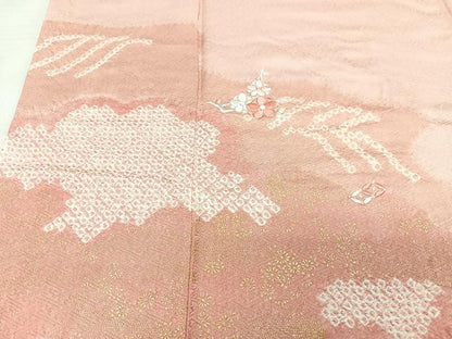 平和屋着物■訪問着 総刺繍 草花文 暈し染め 金彩 正絹 逸品 CABE7276xe