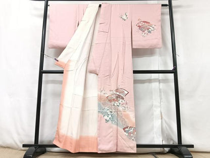 平和屋着物■訪問着 地紙花鳥文 暈し染め 金彩 正絹 逸品 CABE7312xe