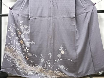 平和屋着物■訪問着 刺繍 絞り 草花文 正絹 逸品 CABE7315xe