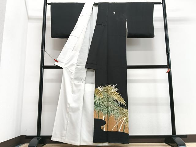 平和屋着物■豪華黒留袖 刺繍 笹竹文 金彩 正絹 逸品 CABE7338xe