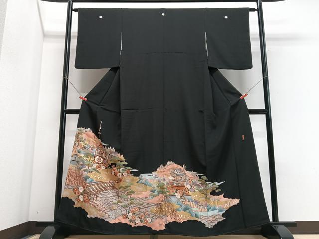 平和屋着物■豪華黒留袖 作家物 風景文 鉾 金彩 正絹 逸品 CABE7352xe