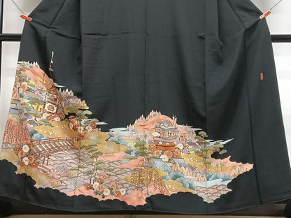 平和屋着物■豪華黒留袖 作家物 風景文 鉾 金彩 正絹 逸品 CABE7352xe