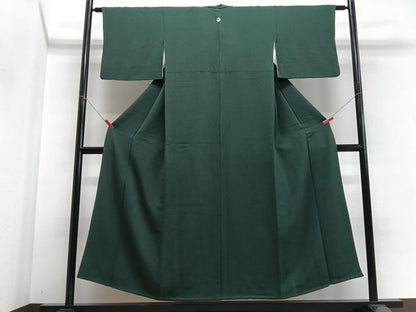 平和屋着物■上質な色無地 萌葱色 鬼しぼ縮緬 正絹 逸品 CABE7380xe
