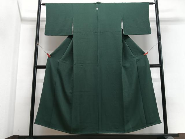 平和屋着物■上質な色無地 萌葱色 鬼しぼ縮緬 正絹 逸品 CABE7380xe