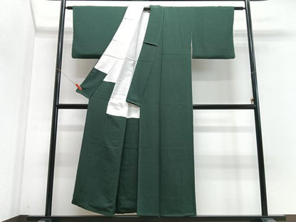 平和屋着物■上質な色無地 萌葱色 鬼しぼ縮緬 正絹 逸品 CABE7380xe