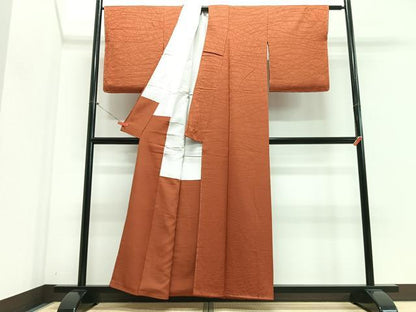 平和屋着物■上質な色無地 草葉地紋 黄櫨染色 正絹 逸品 CABE7382xe