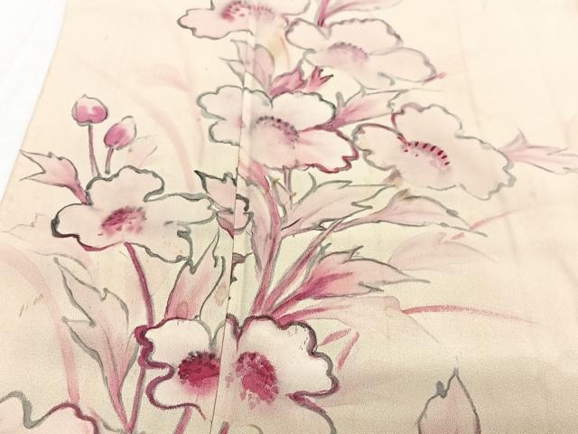 平和屋着物■訪問着　手描き　草花文　正絹　逸品　CABE7383xe