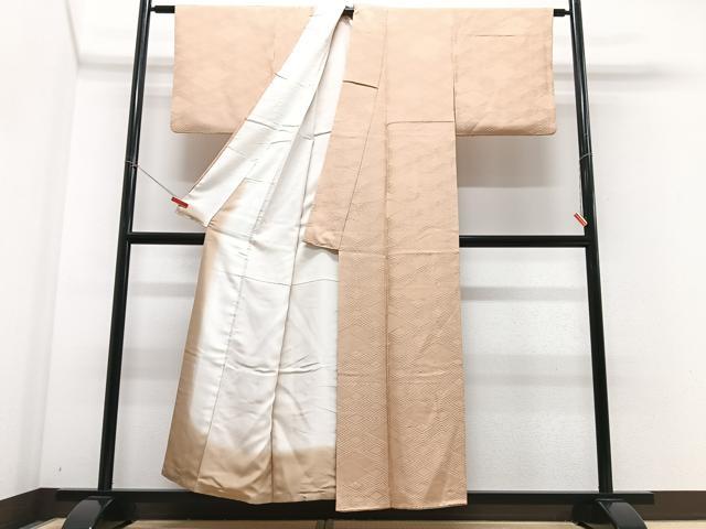 平和屋着物■上質な色無地 花菱地紋 淡香色 正絹 逸品 CABE7569xe