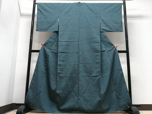 平和屋着物■上質な紬 錆御納戸色 正絹 逸品 CABE7570xe