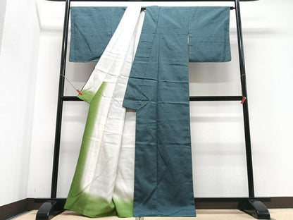 平和屋着物■上質な紬 錆御納戸色 正絹 逸品 CABE7570xe