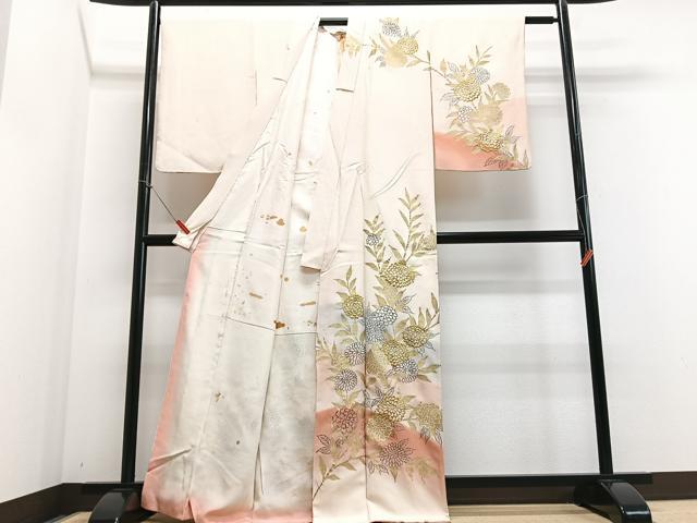 平和屋着物■訪問着 刺繍 枝花文 暈し染め 金彩 正絹 逸品 CABE7577xe