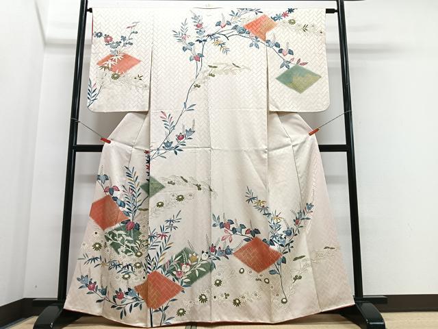 平和屋着物■訪問着 草花文 金銀彩 正絹 逸品 CABE7582xe