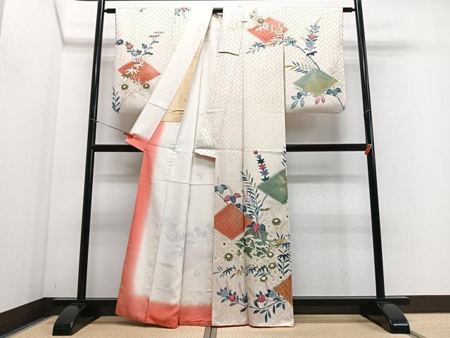 平和屋着物■訪問着 草花文 金銀彩 正絹 逸品 CABE7582xe