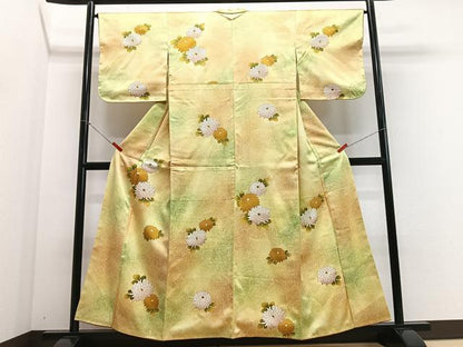 平和屋着物■上質な小紋 舞菊文 暈し染め 金彩 正絹 逸品 CABE7587xe