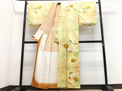 平和屋着物■上質な小紋 舞菊文 暈し染め 金彩 正絹 逸品 CABE7587xe