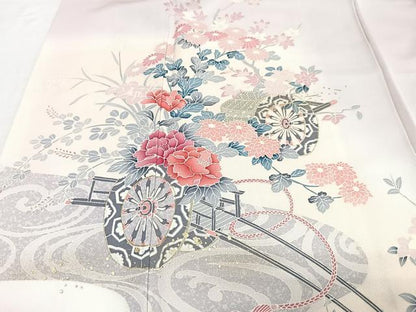 平和屋着物■訪問着 流水花車文 正絹 逸品 CABE7592xe