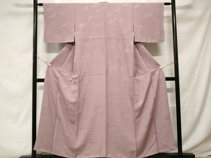 平和屋着物■上質な色無地　立波地紋　薄柿色　正絹　逸品　CABE7602ev