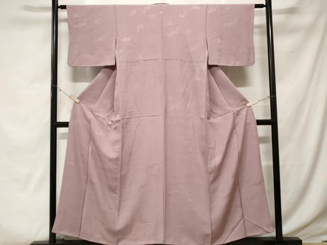 平和屋着物■上質な色無地　立波地紋　薄柿色　正絹　逸品　CABE7602ev