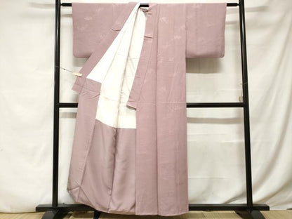 平和屋着物■上質な色無地　立波地紋　薄柿色　正絹　逸品　CABE7602ev