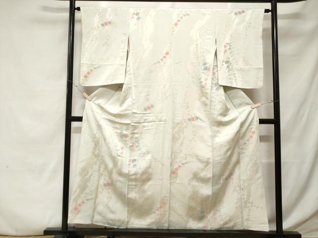 平和屋着物■上質な小紋　寿光織　枝花文　金糸　正絹　逸品　CABE7613ev