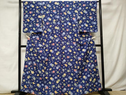 平和屋着物■上質な小紋　型染め　舞楓文　正絹　逸品　CABE7614ev