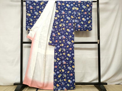平和屋着物■上質な小紋　型染め　舞楓文　正絹　逸品　CABE7614ev