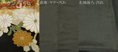 平和屋着物■豪華黒留袖　駒刺繍　吉祥菊文　金彩　正絹　逸品　CABE7622ev