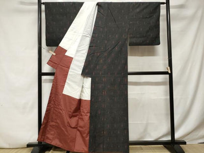平和屋着物■上質な紬 亀甲花文 正絹 逸品 CABE7646ev