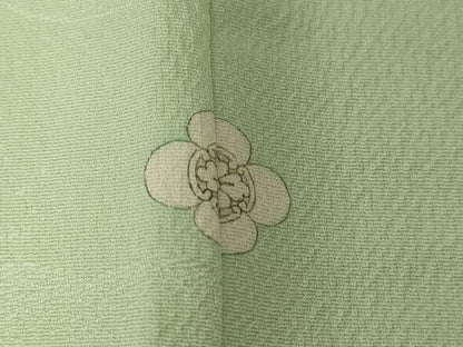 平和屋着物■上質な色無地 人物風景地紋 若芽色 正絹 逸品 CABE7654ev