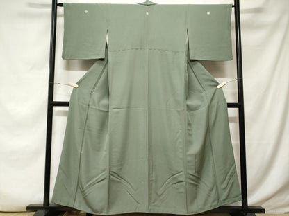 平和屋着物■上質な色無地　青白橡色　正絹　逸品　CABE7656ev