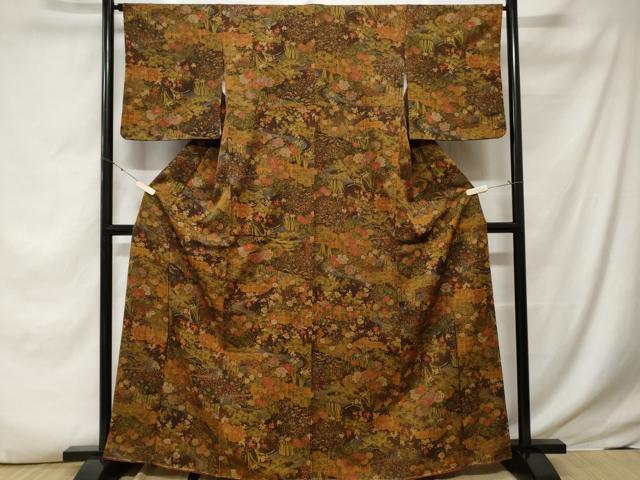 平和屋着物■上質な小紋 流水草花文 暈し染め 正絹 逸品 CABE7676ev
