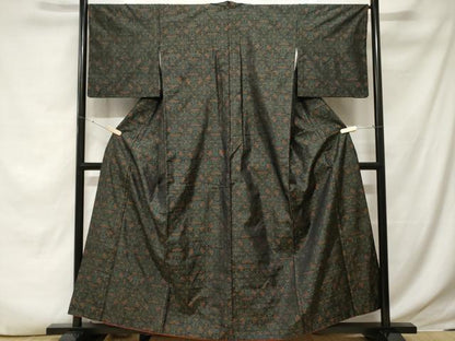 平和屋着物■本場大島紬 幾何学花文 正絹 逸品 CABE7689ev